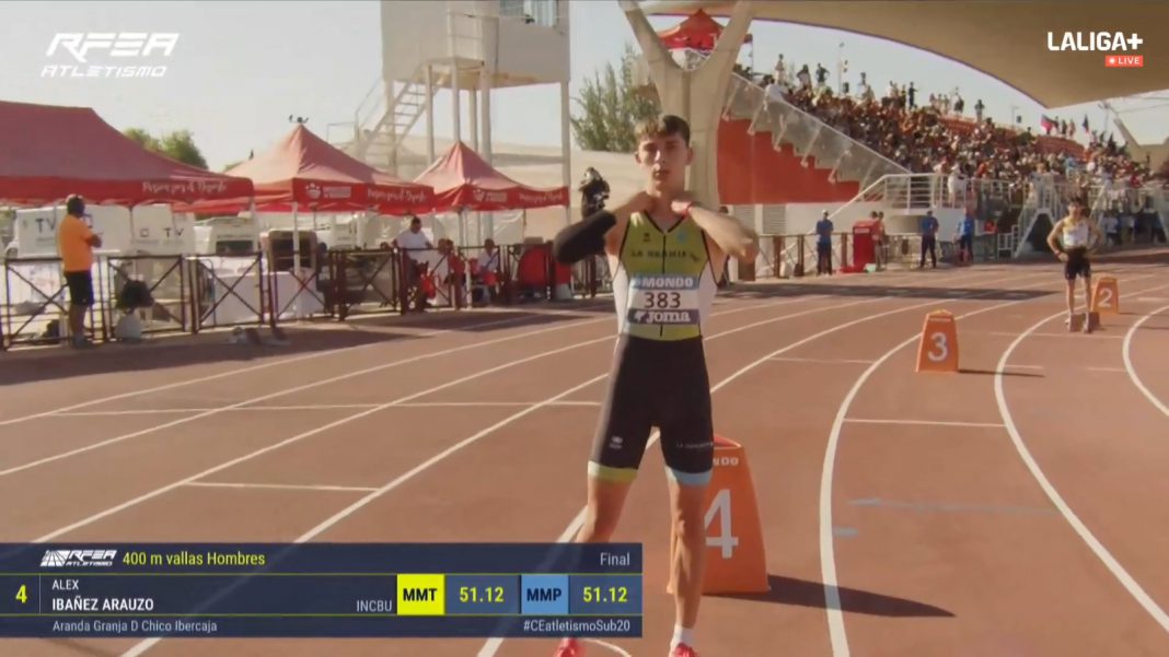Álex Ibáñez en la línea de salida de la final del Campeonato de España Sub-20. / LaLiga+