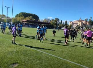 Rugby Aranda intentará ofrecer la mayor resistencia ante el colosal Getxo Imagen del encuentro de la 1ª jornada del Campeonato en División de Honor Plata de los celeste y vino ante La Unica en el Virgen de las Viñas. / DUERO Deporte