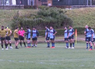 Rugby Aranda podría reforzar su plantilla con dos jugadores Un instante de juego del XV Celeste y vino en el último partido en casa ante Getxo. / Tele Aranda