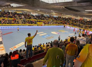 Mal partido y derrota (30-34) Instante el que se produjo el incidente entre Kiko y Nenadic que acabó con ambos expulsados. / DUERO Deporte