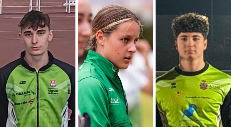Álex Ibáñez (i) Ariadna Andrés y Mario de las Heras (d) son los arandinos participantes en el Nacional Sub-20 de Sabadell. / DUERO Deporte