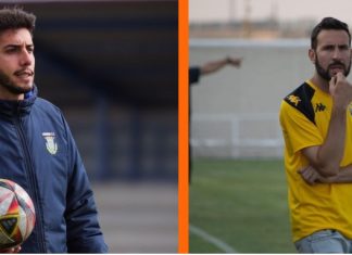 Histórico derbi en los banquillos Dani Calvo (i) y su homenaje arandino / DUERO Deporte