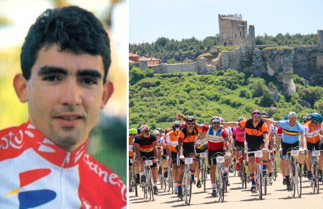 Carmelo Miranda (i) y una de las imágenes de la marcha cicloturista La Histórica de Abejar. / DUERO Deporte