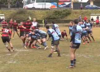 Rugby Aranda aspira a un triunfo sobre Gaztedi que encarrile la permanencia Imagen del encuentro de la fase regular entre ambas escuadras que acabó con triunfo arandino. / Televisión Aranda