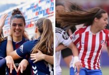 Carla Andrés y Claudia Barrios persiguen la salvación en Liga Femenina y Primera RFEF La central del Eibar, Carla Andrés (i) y la centrocampista del filial del Atleti, Claudia Barrios. / DUERO Deporte