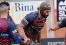 Boris Slovsa disputa la Rugby Europe Conference con Eslovenia El segunda línea de Rugby Aranda durante un encuentro de la presente temporada con los celeste y vino. / Rugby Aranda
