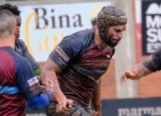 Boris Slovsa disputa la Rugby Europe Conference con Eslovenia El segunda línea de Rugby Aranda durante un encuentro de la presente temporada con los celeste y vino. / Rugby Aranda