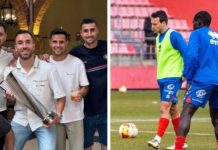 Frodo asciende a Primera Federación y Óscar de Frutos luchará por conseguirlo en play off Alfredo Sualdea 'Frodo', con el Trofeo de campeones del Grupo IV de Segunda Federación y Óscar de Frutos (d) durante un partido con el Numancia. / DUERO Deporte