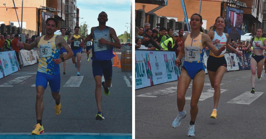 Ignacio Fontes (i) se impuso a Dani Arce en la recta final. Mientras, Marta Mitjans (d) fue más rápida que Lorea Ibarzabal. / Angelo