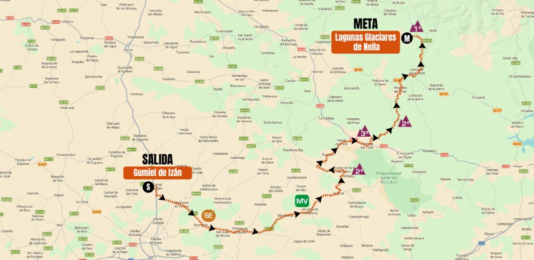 Este es el trazado de la 3ª etapa de Vuelta Ribera 2026 con llegada a Lagunas de Neila. / Vuelta Ribera