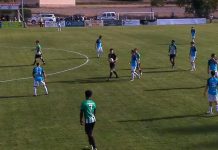 El Riber se deja sorprender en el tramo final en Belorado (2-0) Un instante de juego del encuentro disputado en el Calvario. / Aranda Riber