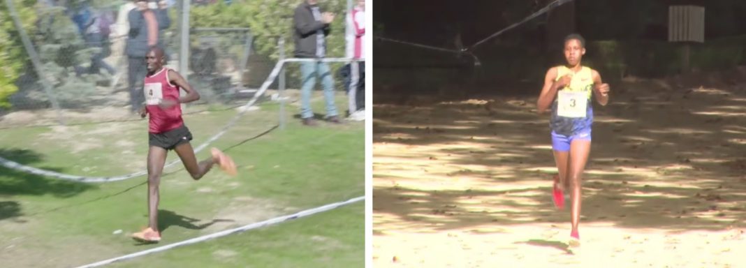 La dupla keniana: Peter Rono y Dorcus Chepkwemoi (d) fueron los grandes triunfadores del XL Cross de la Constitución. / Trece Grados