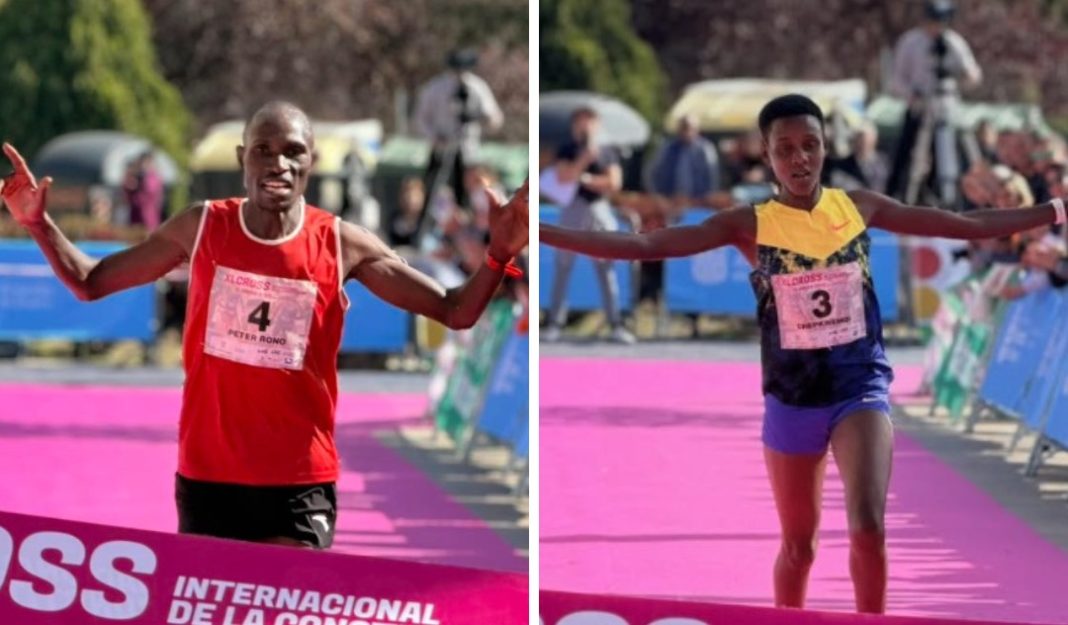 La dupla keniana: Peter Rono y Dorcus Chepkwemoi (d) fueron los grandes triunfadores del XL Cross de la Constitución. / Trece Grados